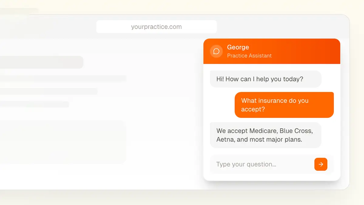 Patient using smartphone chatbot interface for medical practice communication