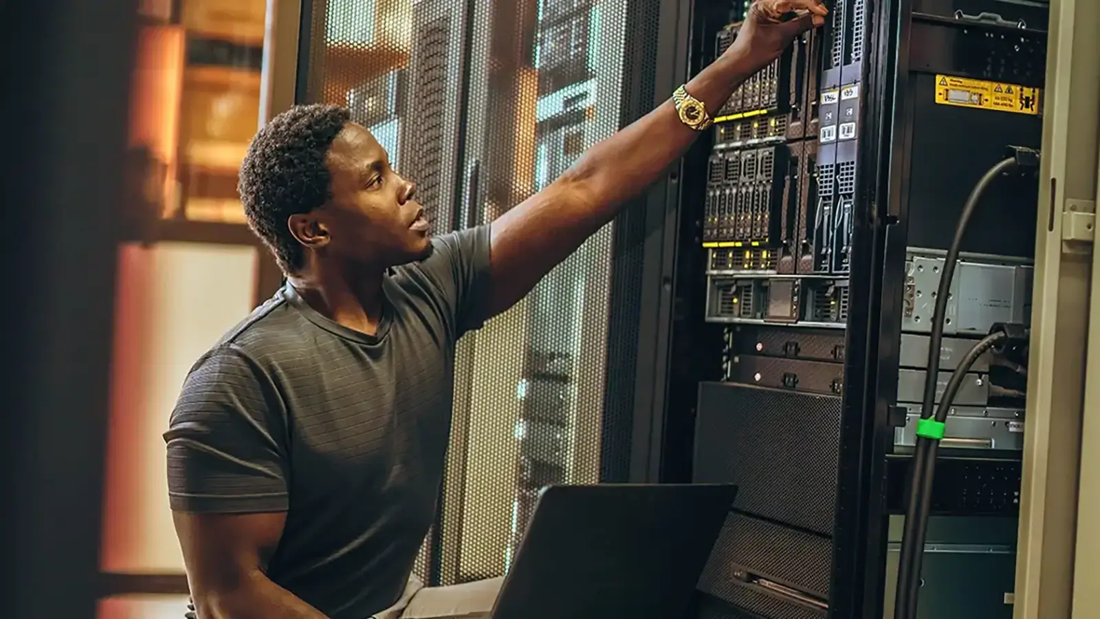 IT professional managing healthcare technology infrastructure